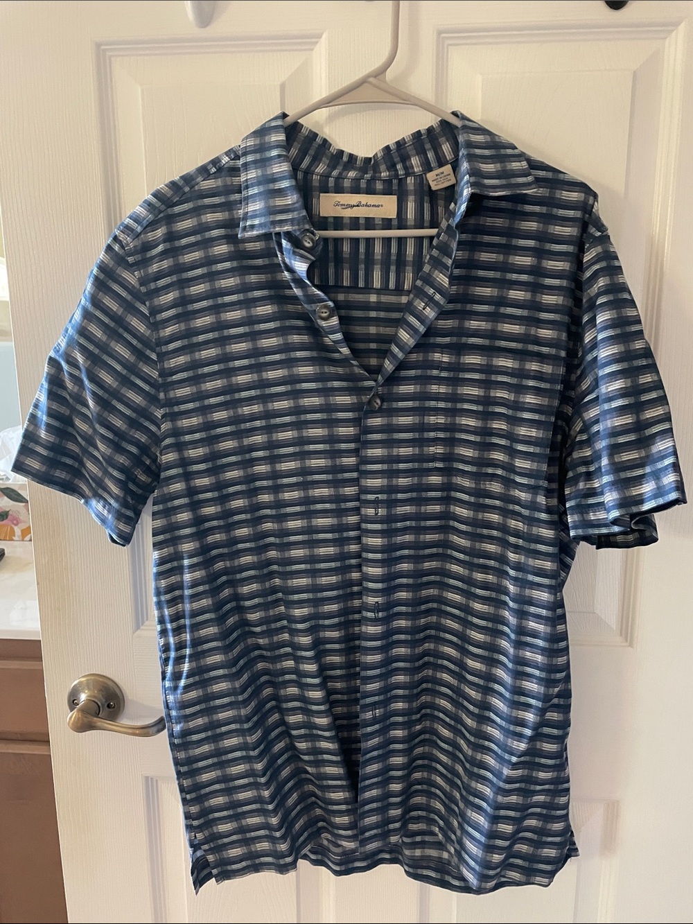Sovereign Code Men's Navy and Light Blue Striped Short-Sleeve Button-Down